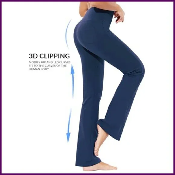 High Waisted Cotton Flare Yoga Pants Bootcut Leggings Office Wear